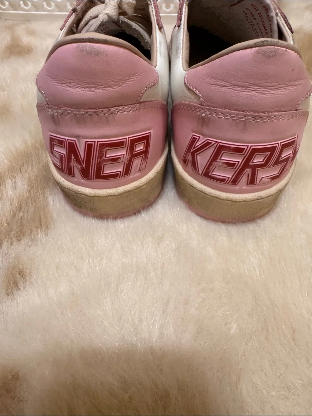 Golden Goose Women's Pink & White Star Accent Sneakers
